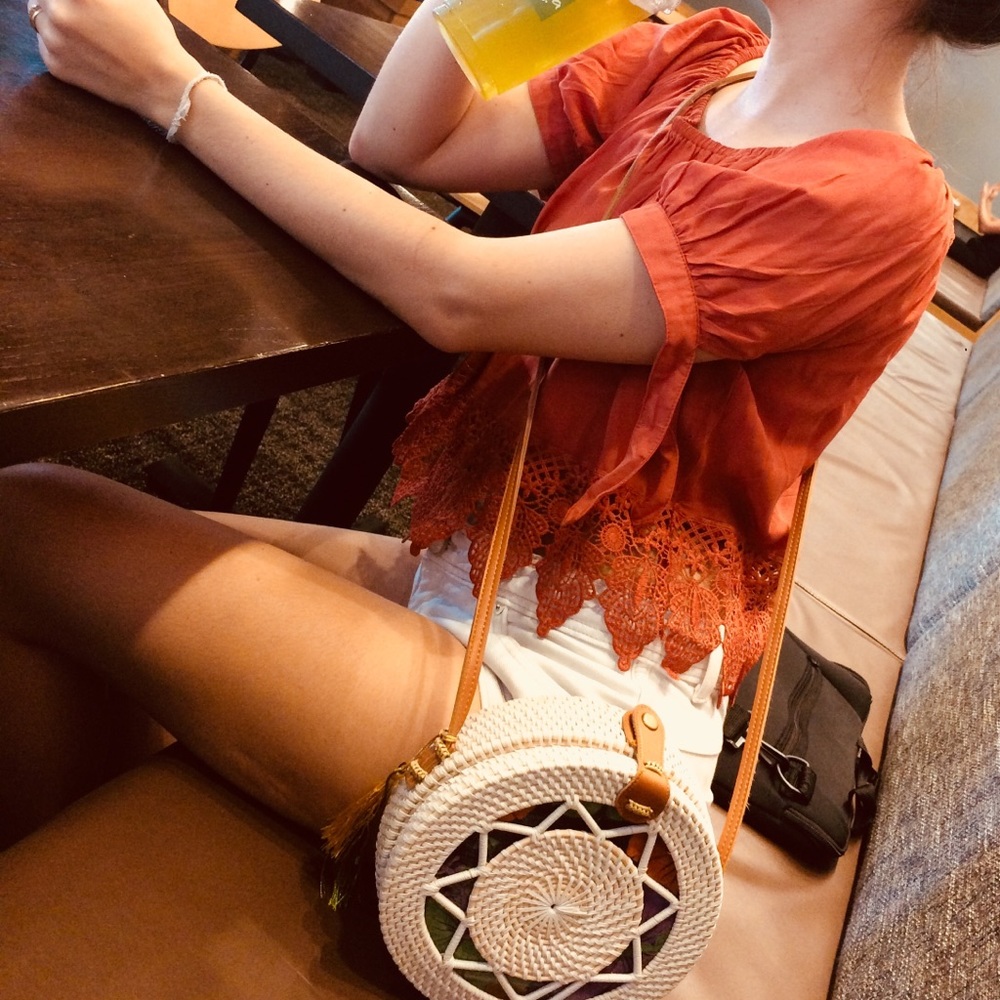 LAST with FREE tassel! Round rattan bag